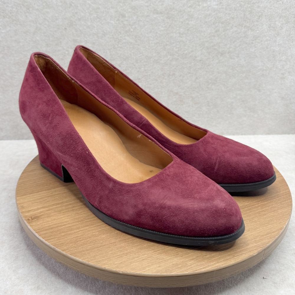 L'Amour Des Pieds Joland Womens Burgundy Suede Block Heel Pumps Shoes Size 11‎